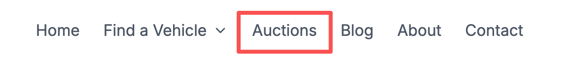 Open the auction section from the website’s top navigation and select a vehicle.